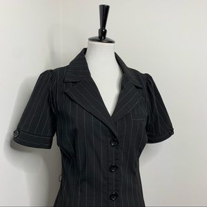 H&M | Black & White Pinstripe Fitted Bodycon Workwear Menswear Dress